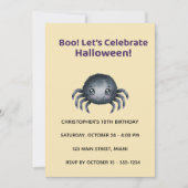 Cute Spider Halloween Birthday Invitation 招待状 (正面)