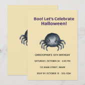 Cute Spider Halloween Birthday Invitation 招待状 (正面/裏面)