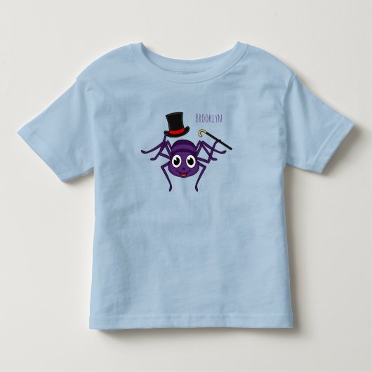 Cute spider in top hat cartoon トドラーTシャツ (正面)