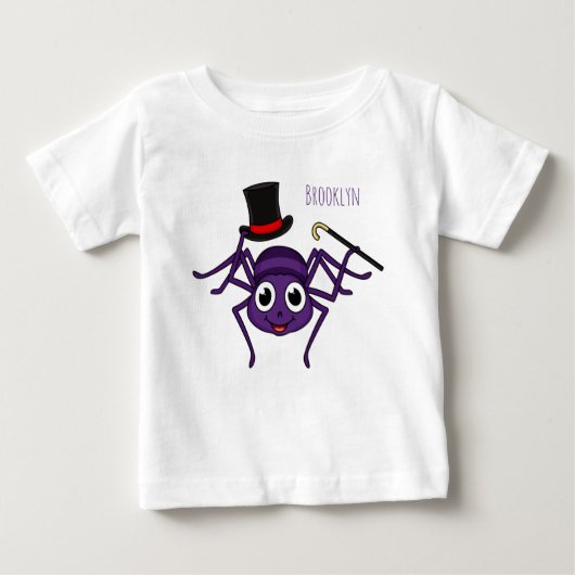 Cute spider in top hat cartoon  ベビーTシャツ (正面)