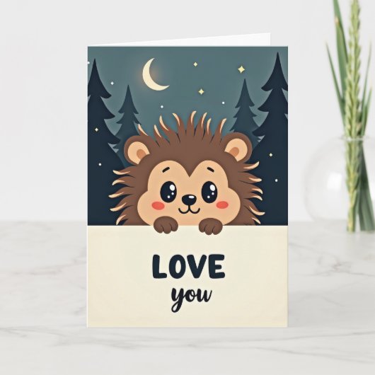 Cute Spiky Hedgehog Love You Card カード (正面)