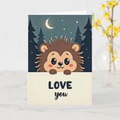 Cute Spiky Hedgehog Love You Card カード (黄色い花)