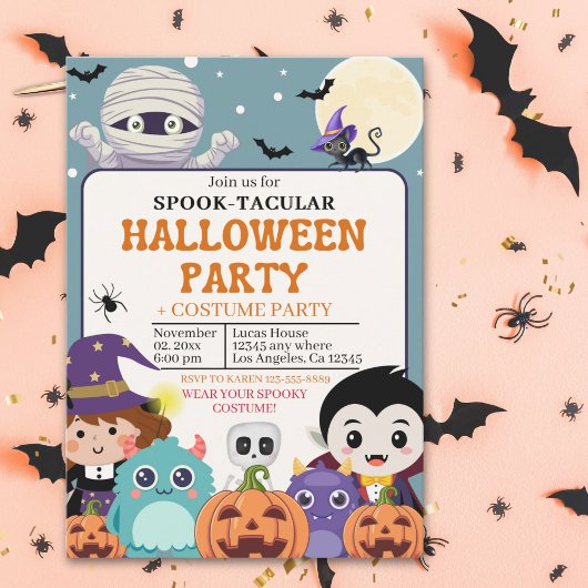 Cute Spooktacular Halloween Costume Party Kids 招待状