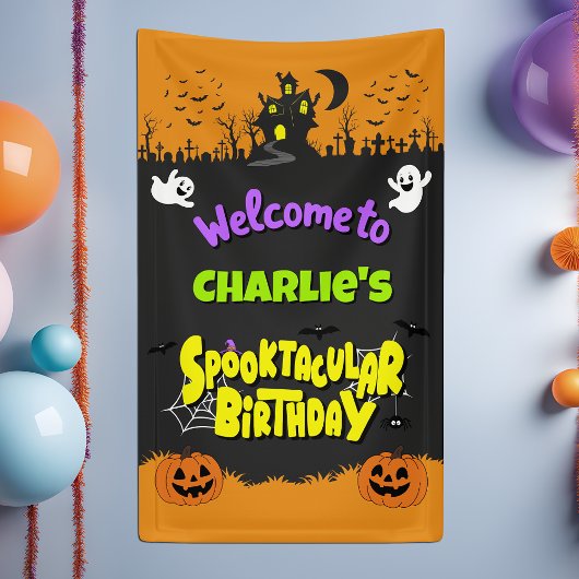Cute Spooktacular Halloween Fun Birthday Welcome 横断幕