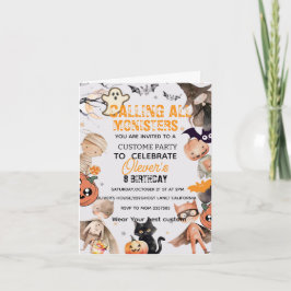 Cute Spooktacular Monster  Kids Birthday Invition 招待状