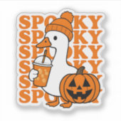 Cute Spooky Duck & Pumpkin Halloween Sticker シール (正面)