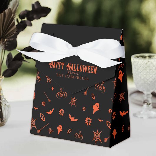 Cute Spooky Ghost Black Orange Halloween フェイバーボックス