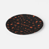 Cute Spooky Ghost Black Orange Halloween ペーパープレート (アングル)