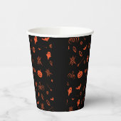 Cute Spooky Ghost Black Orange Halloween 紙コップ (左)