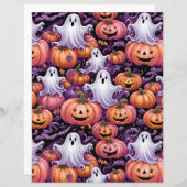 Cute Spooky Ghosts & Jack-o'-Lantern Pattern Paper (正面/裏面)