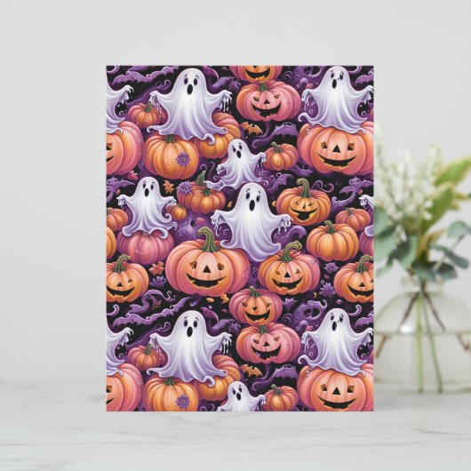 Cute Spooky Ghosts & Jack-o'-Lantern Pattern Paper (スタンド正面)