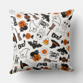 Cute Spooky Halloween Black and Orange クッション (裏面)