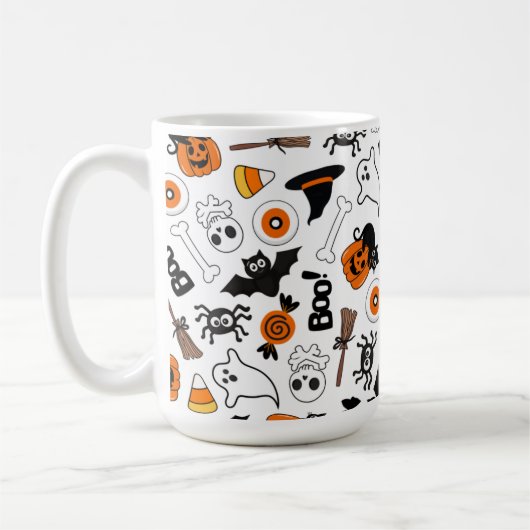 Cute Spooky Halloween Black and Orange コーヒーマグカップ (左)