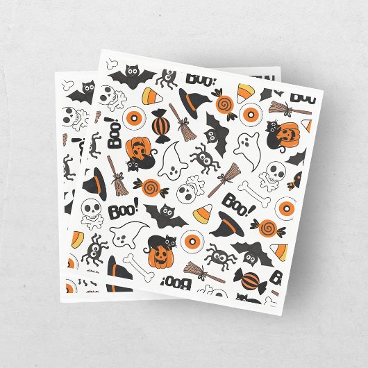 Cute Spooky Halloween Black and Orange スタンダードランチョンナプキン