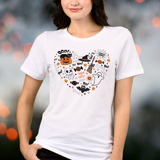Cute Spooky Halloween Black and Orange トライブレンドTシャツ