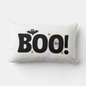 Cute Spooky Halloween Black and Orange ランバークッション (裏面)