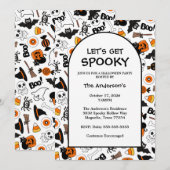 Cute Spooky Halloween Black and Orange 招待状 (正面/裏面)