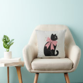 Cute Spooky Halloween Black Cat with Bow クッション (椅子)
