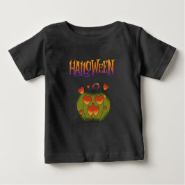 Cute spooky Halloween elegant green &orang  ベビーTシャツ
