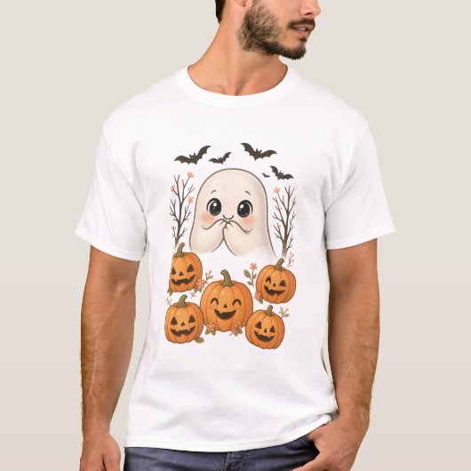 cute spooky halloween ghost tshirt tシャツ (正面)