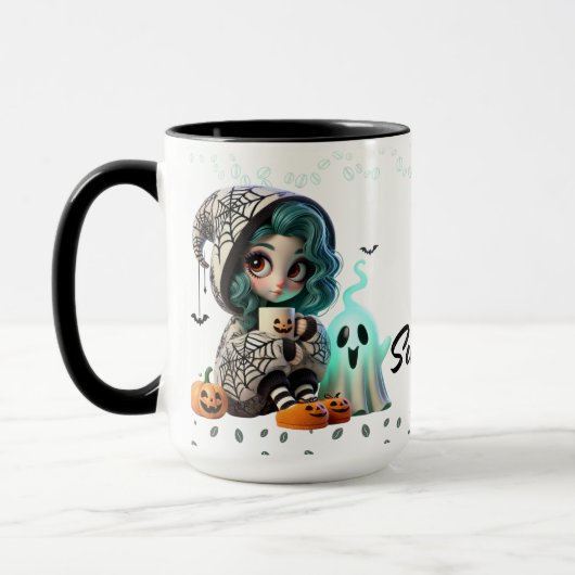 Cute Spooky Halloween Girl Coffee Classic マグカップ (左)
