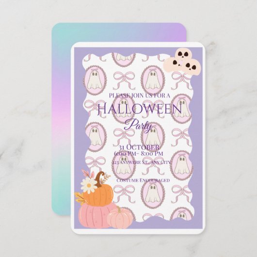 Cute Spooky Halloween Party Invitation 招待状 (正面/裏面)