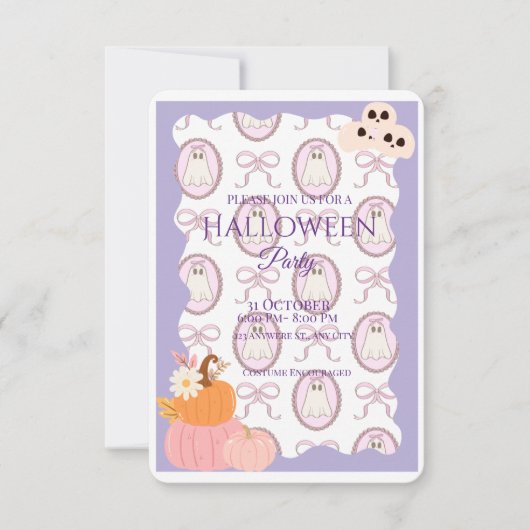 Cute Spooky Halloween Party Invitation 招待状 (正面)