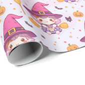 Cute Spooky Halloween Pattern with Witch Pumpkin  ラッピングペーパー (ロールコーナー)