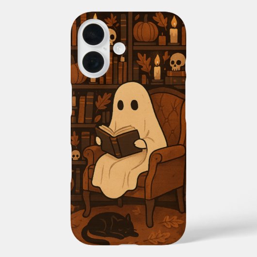 Cute Spooky Library, Autumn Reading Ghost Case-Mate iPhoneケース (裏面)