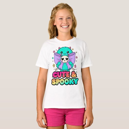 Cute & Spooky Monster Sweatshirt with Skulls & Sta Tシャツ (正面フル)