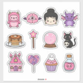 Cute Spooky Pink Characters And Candies Stickers シール (シート)