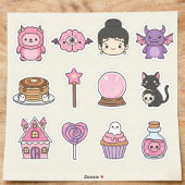 Cute Spooky Pink Characters And Candies Stickers シール
