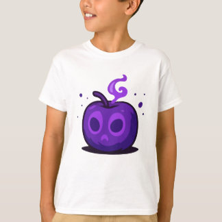 Cute Spooky Purple Apple Halloween Kids T-Shirt Tシャツ