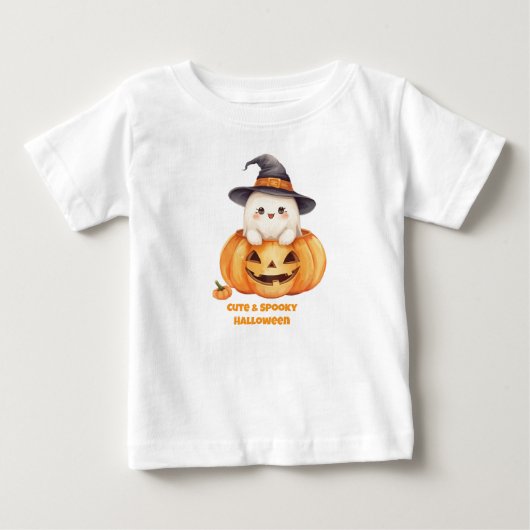 Cute Spooky Season Halloween Ghost Pumpkin Toddler ベビーTシャツ (正面)