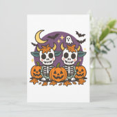 Cute Spooky Skeleton Cows with Pumpkins Invitation 招待状 (スタンド正面)