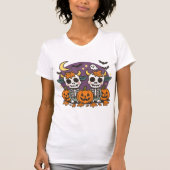Cute Spooky Skeleton Cows with Pumpkins T-Shirt Tシャツ (正面)