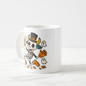 Cute Spooky Skeleton Goat Classic Mug, 11 oz コーヒーマグカップ (正面左)