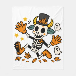 Cute Spooky Skeleton Goat Fleece Blanket フリースブランケット