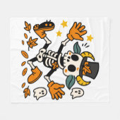 Cute Spooky Skeleton Goat Fleece Blanket フリースブランケット (正面(横))