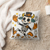 Cute Spooky Skeleton Goat Throw Pillow クッション (ブランケット)