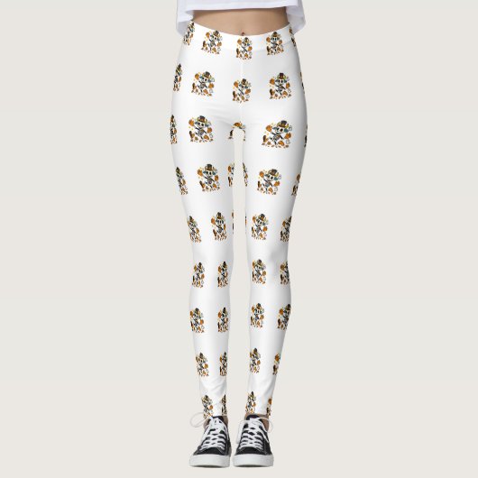 Cute Spooky Skeleton Goat with Top Hat  レギンス (正面)