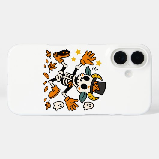 Cute Spooky Skeleton Goat with Top Hat  Case-Mate iPhoneケース (裏面 (横))
