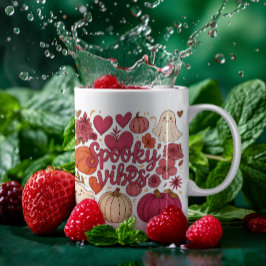 Cute Spooky Vibes Hearts Pumpkin Design コーヒーマグカップ