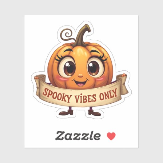 Cute "Spooky Vibes Only" Pumpkin Halloween Sticker シール (シート)