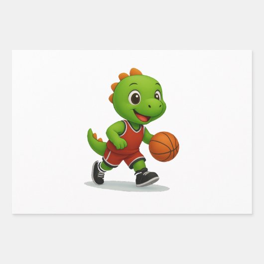 Cute Sporty  Dinosaurs – Sporty Dinos paper ラッピングペーパーシート (正面2)