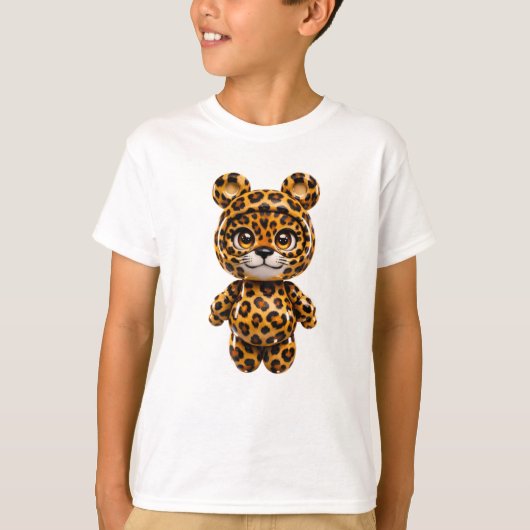 Cute Spotted Leopard Kawaii Safari Shirt Kids Tシャツ (正面)