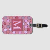 Cute Spotty Pattern Pink Purple Monogram ラゲッジタグ (正面横)