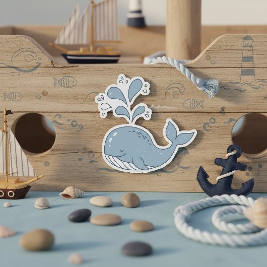 Cute Spouting Whale Motif ID1251 シール