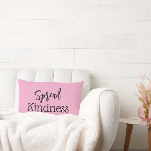 Cute Spread Kindness Baby Pink Throw Pillow ランバークッション (ソファ)