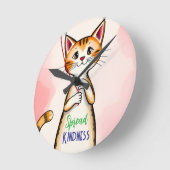 Cute Spread Kindness Cat Clock ラウンド壁時計 (傾斜)